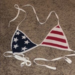 Forever 21 American Flag crochet top